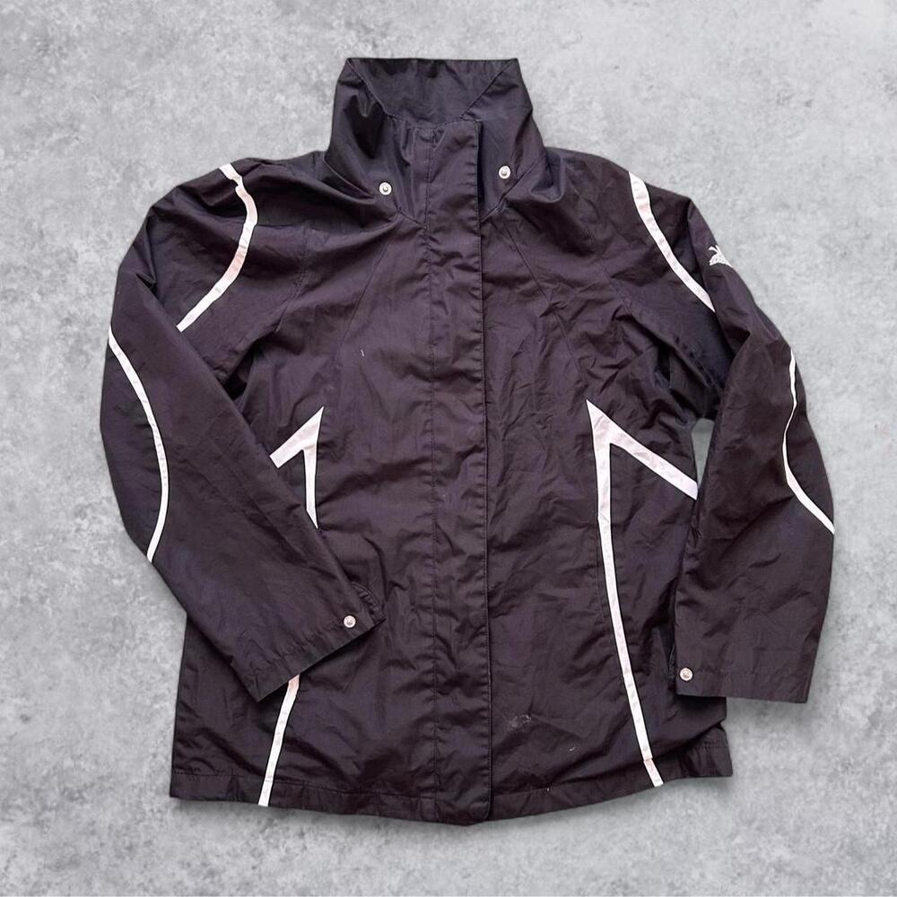 ZeroXposur Black White Striped Geometric Windbreaker Jacket - L